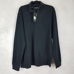NWT Rodd & Gunn Alton Pullover Sweater Cardigan 1/4 Zip Black L Large Knit